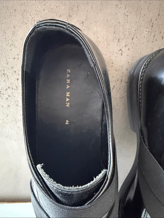 Zara Black Leather Slip-On Loafers with Elastic Cross Straps main image 5